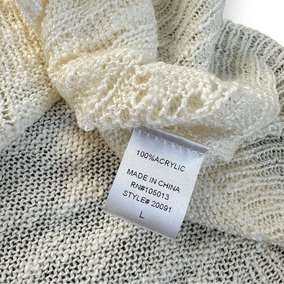 Cream Soft Sheer Cable Knit Sweater - Picture 4 of 14